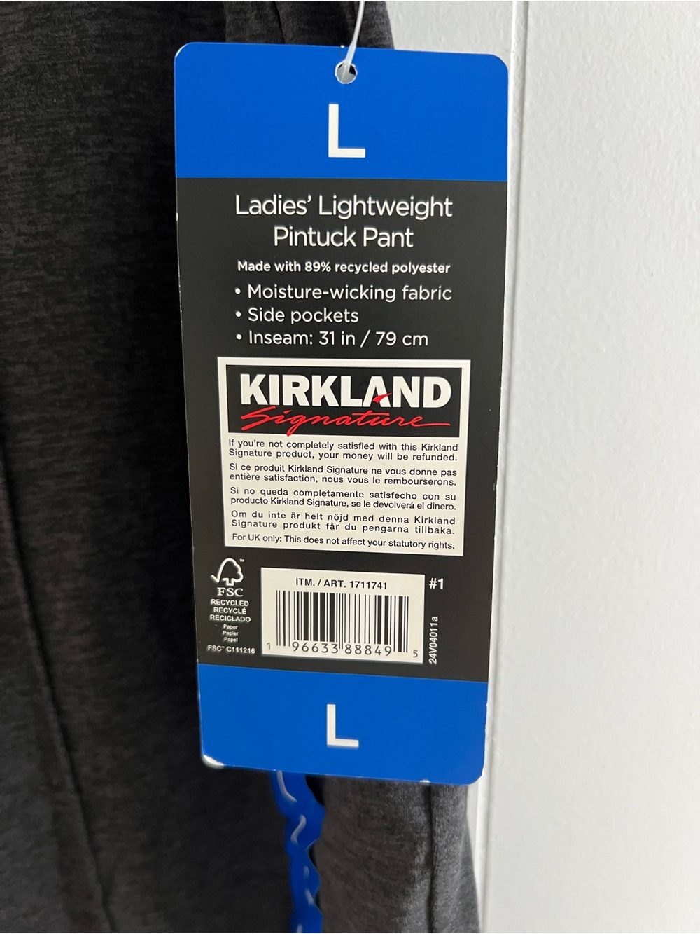 Kirkland Signature Ladies' Lightweight Pintuck Pant - Charcoal Gray
#5